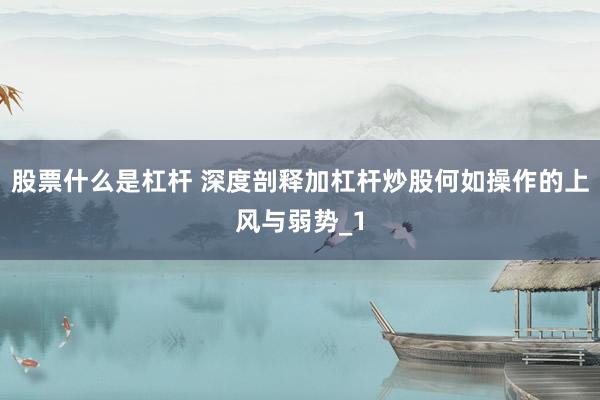 股票什么是杠杆 深度剖释加杠杆炒股何如操作的上风与弱势_1